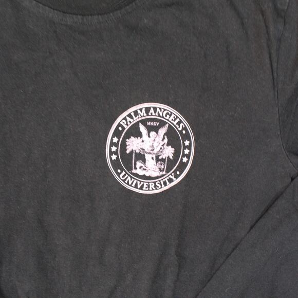 Palm Angels T Shirt Womens Large College University Black Pink Logo Streetwear - Picture 3 of 6